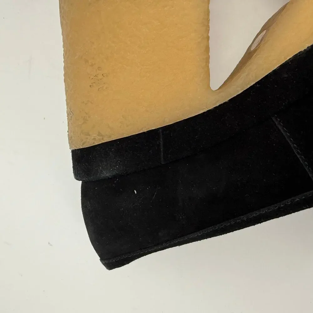 Marc Fisher Lina Shoes Size 9.5 Platform Loafer Black Suede Chunky Rubber Heel